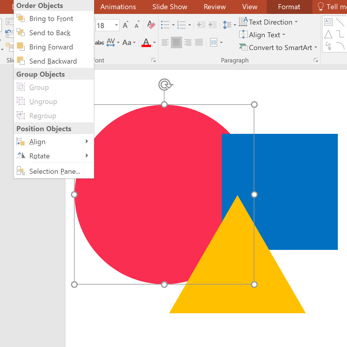 Order objects in PowerPoint