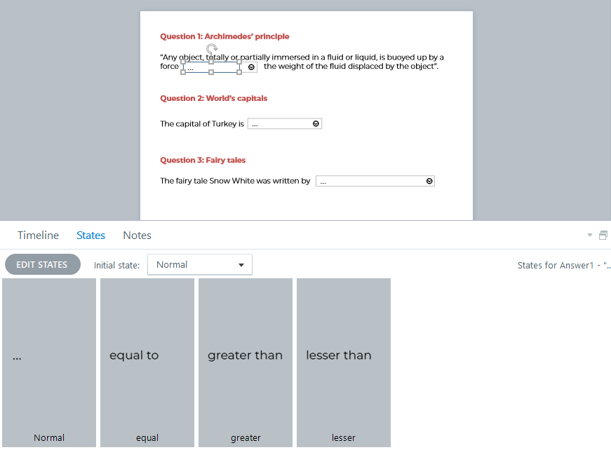 Create 3 states and rename the states